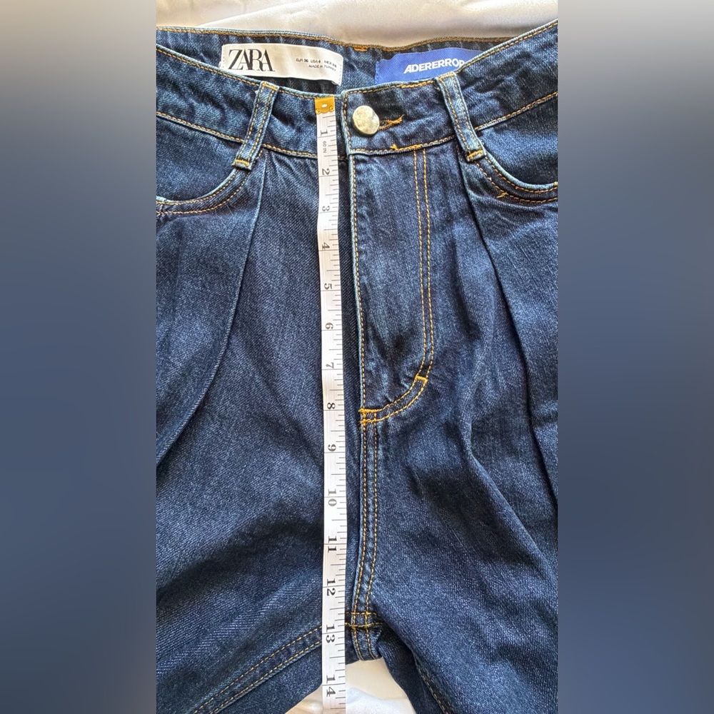 ADER ERROR & ZARA Jeans Sz 4 Dark Wash Pleated Tapered High-Rise Barrel Leg EUC - Picture 11 of 16